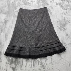 East 5th‎ Skirt Womens 12 Black Gray Tweed Crochet Lace Trim A-Line Lined Preppy